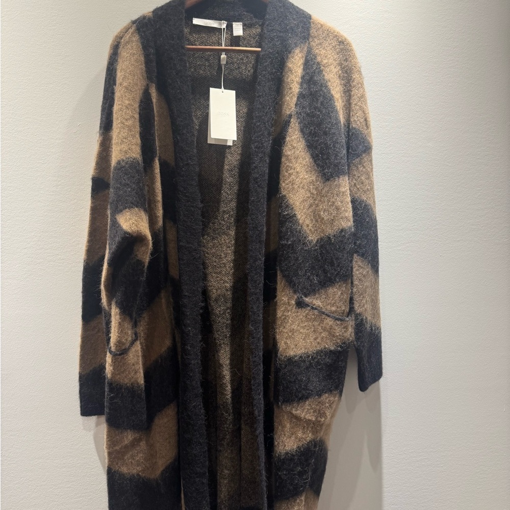 Boss Black and Tan Artistic Cardigan Sweater